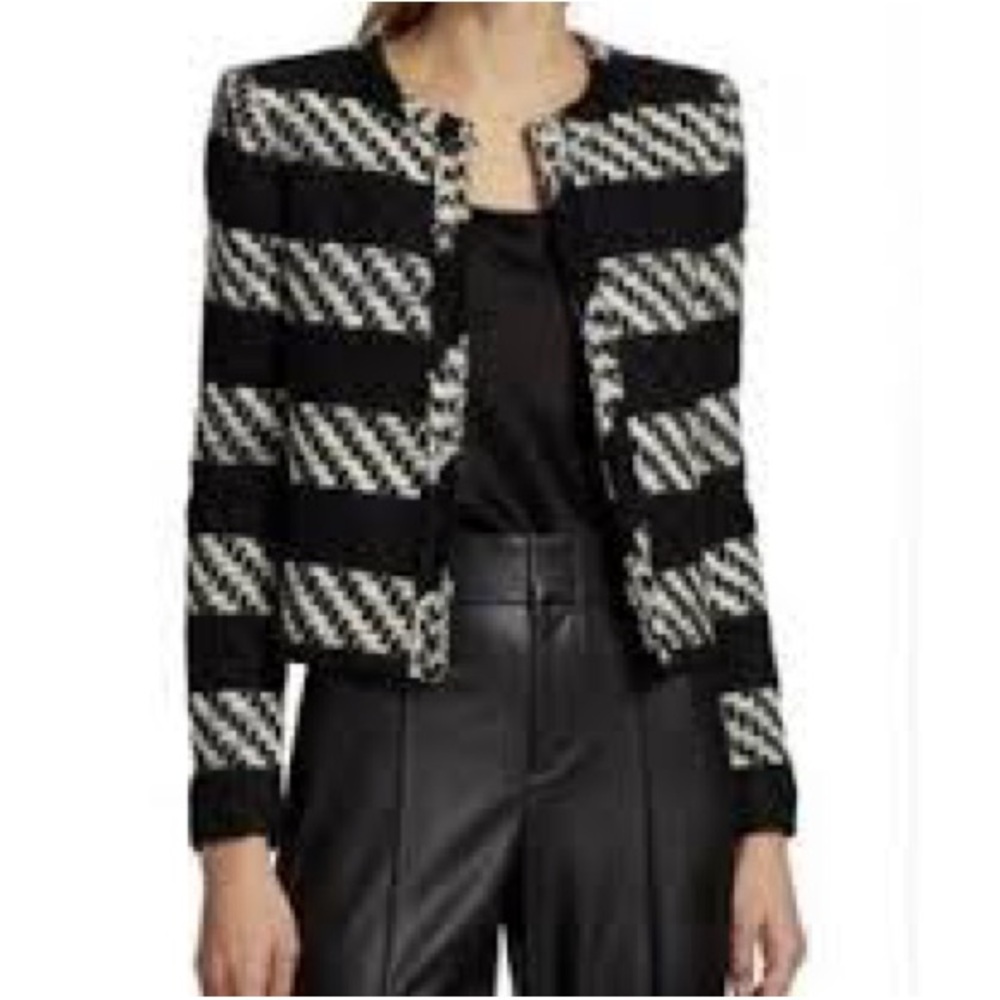 Alice + Olivia Chic Black and White Tweed Jacket